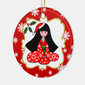 Persoonlijke Kimono Girl-Cartoon Keramisch Ornament (Links)