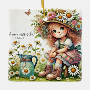 Persoonlijke kind van God madeliefje meisje Keramisch Ornament