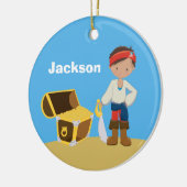 Persoonlijke Kinder Blauwe Boys Naam Kerstmis Keramisch Ornament (Links)