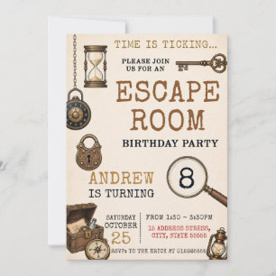 Persoonlijke kinder Escape Room verjaardag Kaart