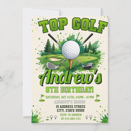 Persoonlijke kinder golf verjaardag kaart (Voorkant)