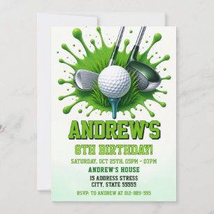 Persoonlijke kinder golf verjaardagsfeestje kaart