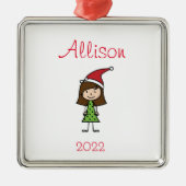 Persoonlijke Kinder kerstfeestdag Metalen Ornament (Voorkant)
