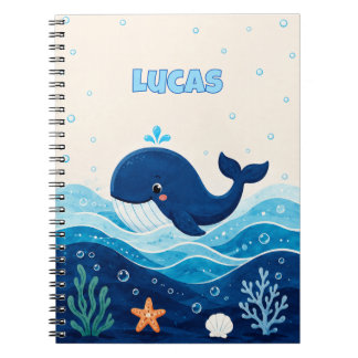Persoonlijke kinder oceaan walvis naam schrift notitieboek