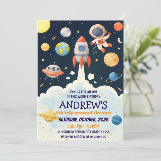 Persoonlijke Kinder Outer Rocket Ship Astronaut ve Kaart (Staand voorkant)