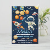 Persoonlijke Kinder Outer Space Astronaut Verjaard Kaart (Staand voorkant)