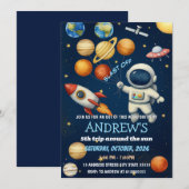 Persoonlijke Kinder Outer Space Astronaut Verjaard Kaart (Voorkant / Achterkant)