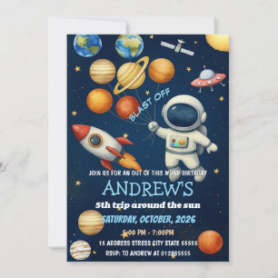 Persoonlijke Kinder Outer Space Astronaut Verjaard Kaart
