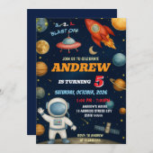 Persoonlijke Kinder Outer Space verjaardagsuitnodi Kaart (Voorkant / Achterkant)