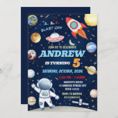 Persoonlijke Kinder Outer Space verjaardagsuitnodi Kaart (Voorkant / Achterkant)