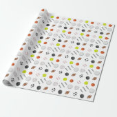 Persoonlijke kinder verjaardag multi sport cadeaupapier (Uitgerold)