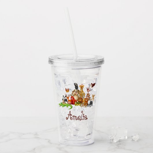 Persoonlijke kinderdieren acryl drinkbeker (Voorkant ijs)