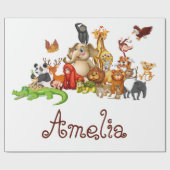 Persoonlijke kinderdieren cadeaupapier (Vlak)