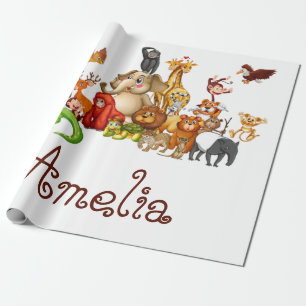 Persoonlijke kinderdieren  cadeaupapier