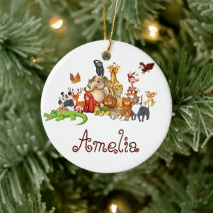 Persoonlijke kinderdieren keramisch ornament