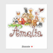 Persoonlijke kinderdieren sticker (Vel)