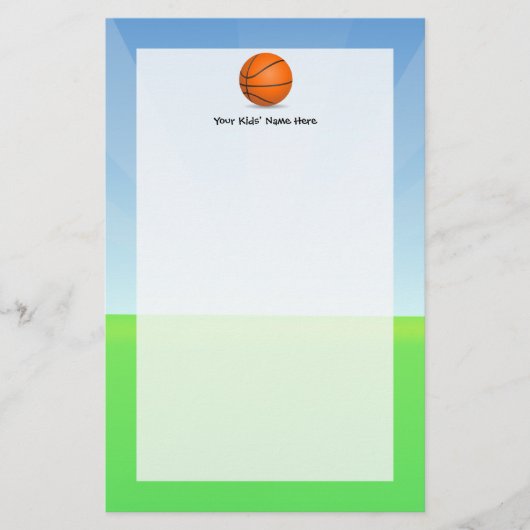 Persoonlijke Kinderen Basketball Sunny Day Briefpapier (Voorkant)