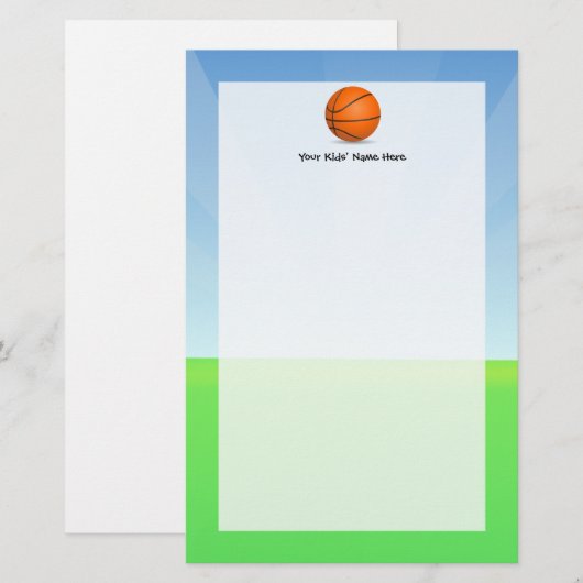 Persoonlijke Kinderen Basketball Sunny Day Briefpapier (Voorkant / Achterkant)