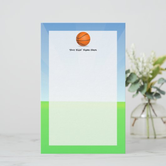 Persoonlijke Kinderen Basketball Sunny Day Briefpapier (Staand voorkant)