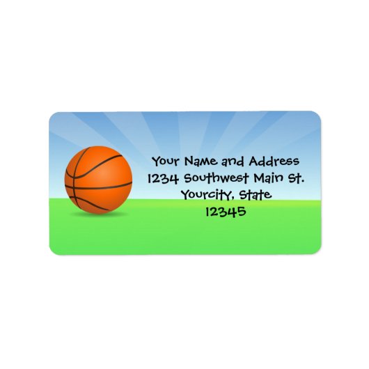 Persoonlijke Kinderen Basketball Sunny Day Etiket (Voorkant)