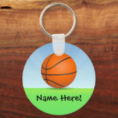 Persoonlijke Kinderen Basketball Sunny Day Sleutelhanger (Achterkant)