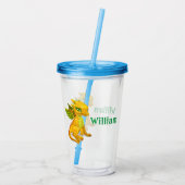 Persoonlijke Kinderen Gele Draak Acryl Bekerglas Drinkbeker (Achterkant)