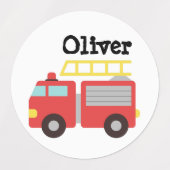 Persoonlijke Kinderen Rode Brandweerwagen Labels (Design 2)