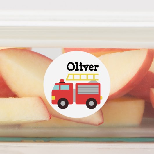 Persoonlijke Kinderen Rode Brandweerwagen Labels (Aangebracht)