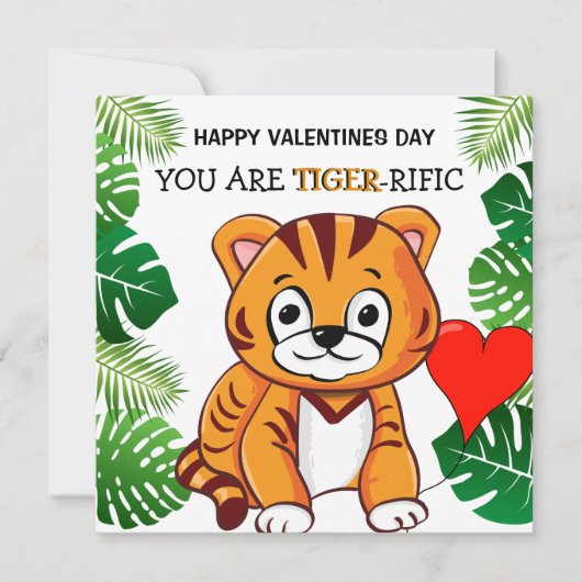 Persoonlijke Kinderen tijgerrijke Valentijnsdag Feestdagenkaart (Voorkant)