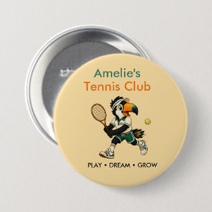 Persoonlijke kinderentennisrugzakspeld met aangepa ronde button 7,6 cm