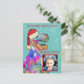 Persoonlijke kinderfoto met Sinterklaas en een din Feestdagenkaart (Staand voorkant)