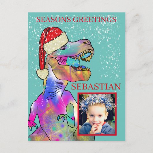 Persoonlijke kinderfoto met Sinterklaas en een din Feestdagenkaart (Voorkant)