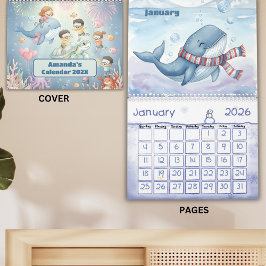 Persoonlijke kinderkalender Oceaan Zeedieren 2026 Kalender