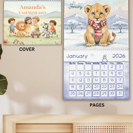 Persoonlijke kinderkalender safari dieren 2026 kalender