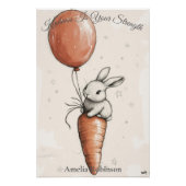 Persoonlijke kinderkamer kunst - Konijn met rode b Perfect Poster (Voorkant)