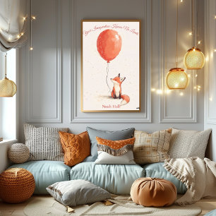 Persoonlijke kinderkamer kunst - Vos met rode ball Perfect Poster