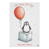Persoonlijke kinderkamerkunst – Pinguïn & Rode Bal Perfect Poster (Voorkant)