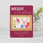 Persoonlijke kinderkunst & foto kerstkaart kaart (Staand voorkant)