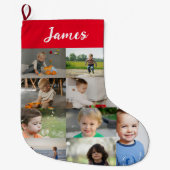 Persoonlijke kindernaam en fotocollage grote kerstsok (Voorkant)