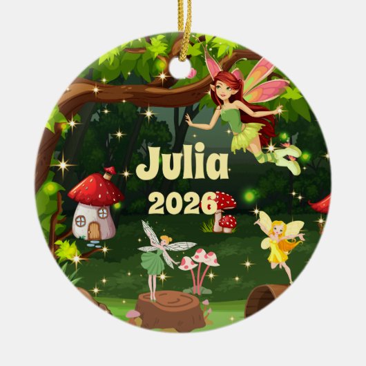 Persoonlijke kindernaam feeënornament keramisch ornament (Voorkant)