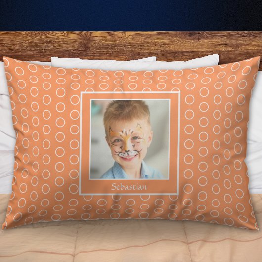 Persoonlijke kindernaam foto oranje kussensloop