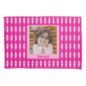 Persoonlijke kindernaam foto roze kussensloop (Voorkant)