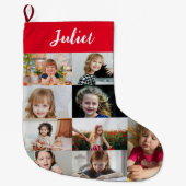 Persoonlijke kindernaam & fotocollage grote kerstsok (Voorkant)