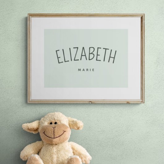 Persoonlijke kindernaam speelkamer decor zacht gro poster