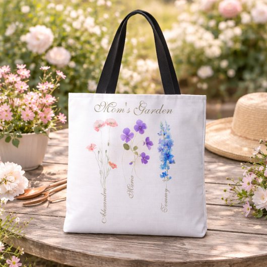 Persoonlijke kindernaam tuin Moeder Tote Bag