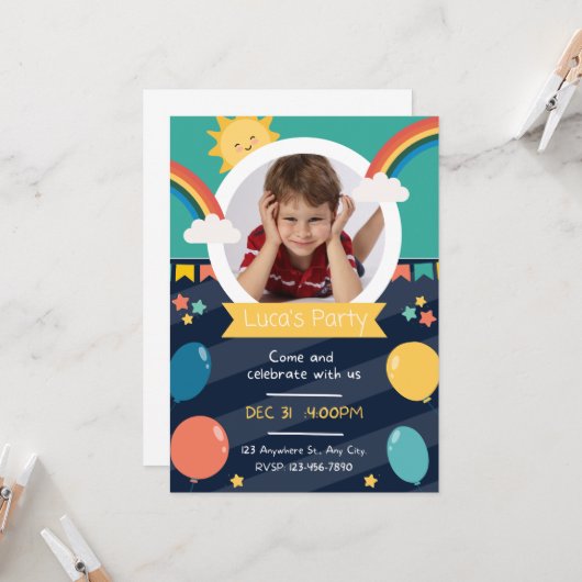 Persoonlijke kinderverjaardag kaart (Voorkant / Achterkant in situ)