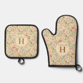 Persoonlijke Kip Monogram Keukenset Ovenwant & Pannenlap Set (Voorkant)