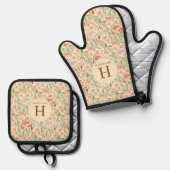 Persoonlijke Kip Monogram Keukenset Ovenwant & Pannenlap Set (Voorkant / Achterkant)