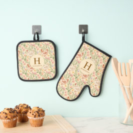 Persoonlijke Kip Monogram Keukenset Ovenwant & Pannenlap Set