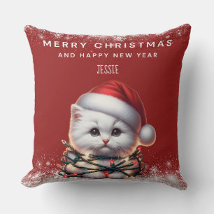 Persoonlijke Kittensintermuts Kerstmis Kussen